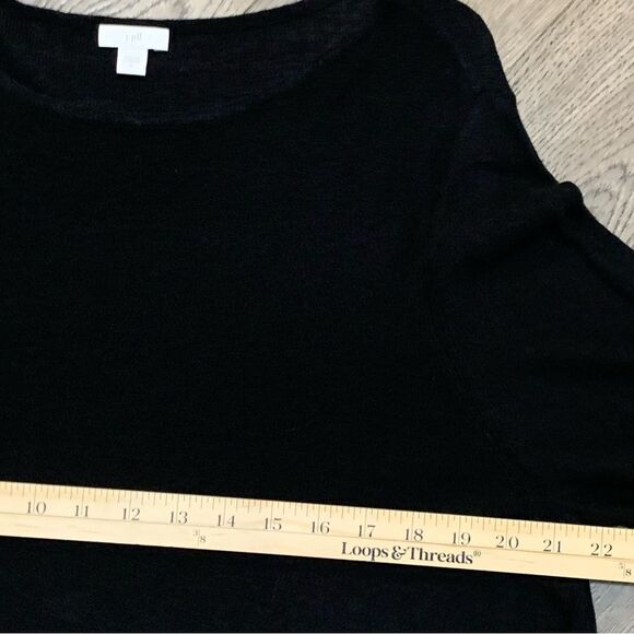 J. JILL Tunic 59% Linen Blend Women’s XL Black Long Bell Sleeve Slit Scoop Neck. - Picture 8 of 15